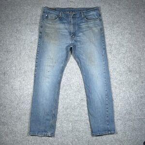 Levis 513 Denim Jeans Men's Size 36x30(34x28) Washed Blue Straight Leg